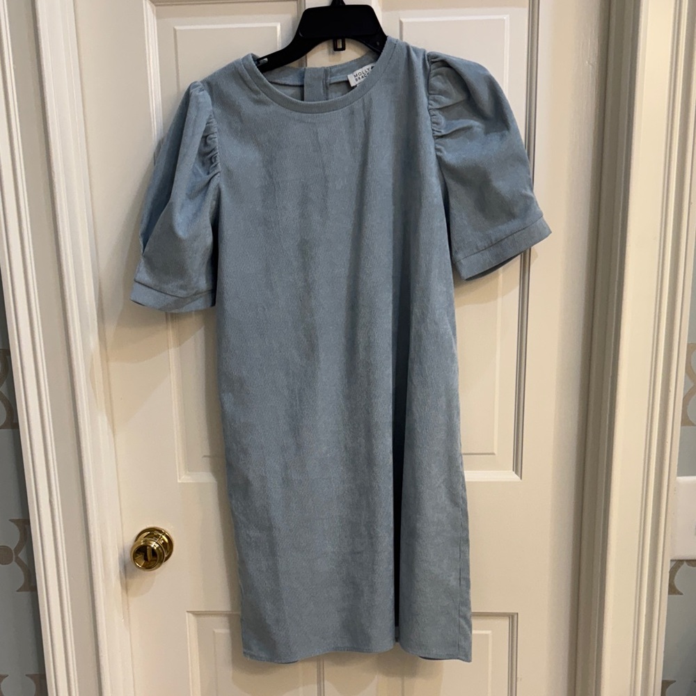 Molly Bracken Blue Puff Sleeve Midi Dress